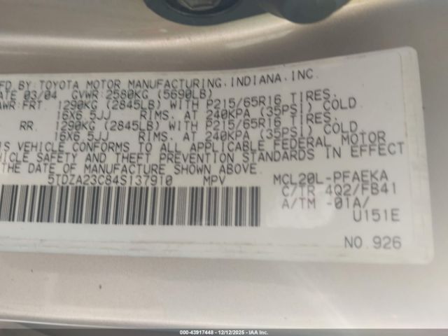 Toyota Sienna Le Image 12